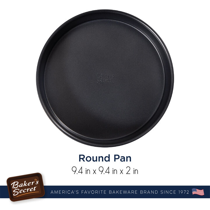 Baker's Secret Round Cake Pan 9.4", Non-stick Coating 2x Layers, Heavy Gauge 0.9mm Carbon Steel, Dark Gray, Advanced Collection