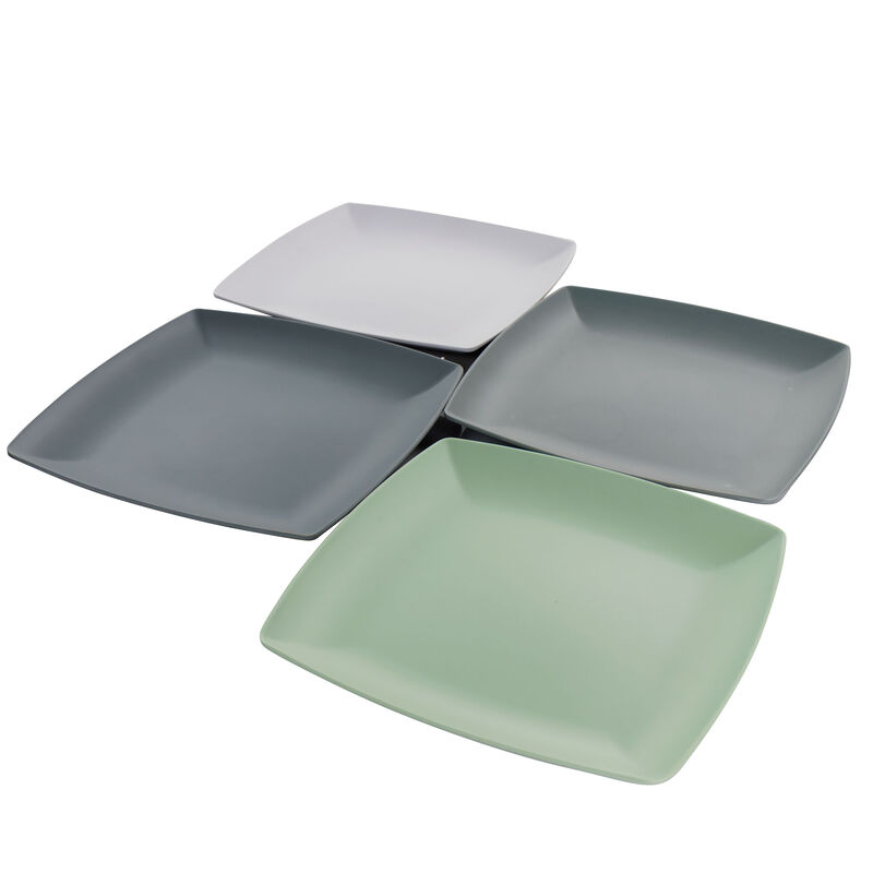 Gibson Home Grayson 4 Piece 8.5 Inch Square Melamine Dessert Plate Set in Assorted Colors