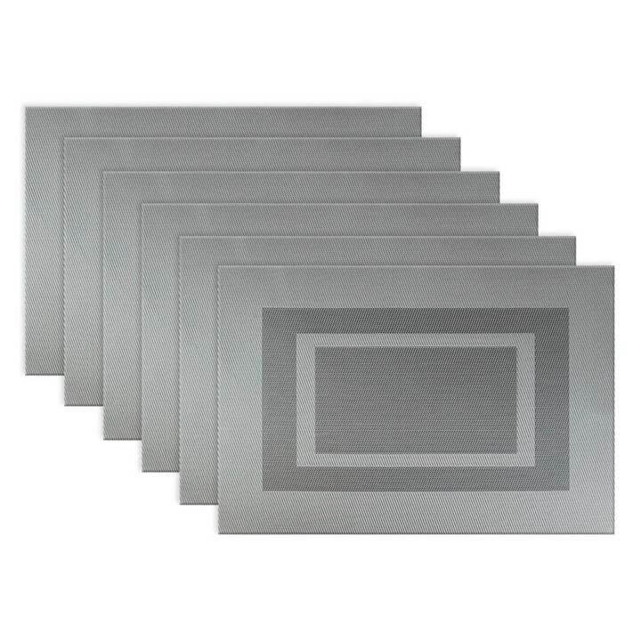 Set of 6 Gray Double Framed Contemporary Rectangular Placemats 13" x 19"