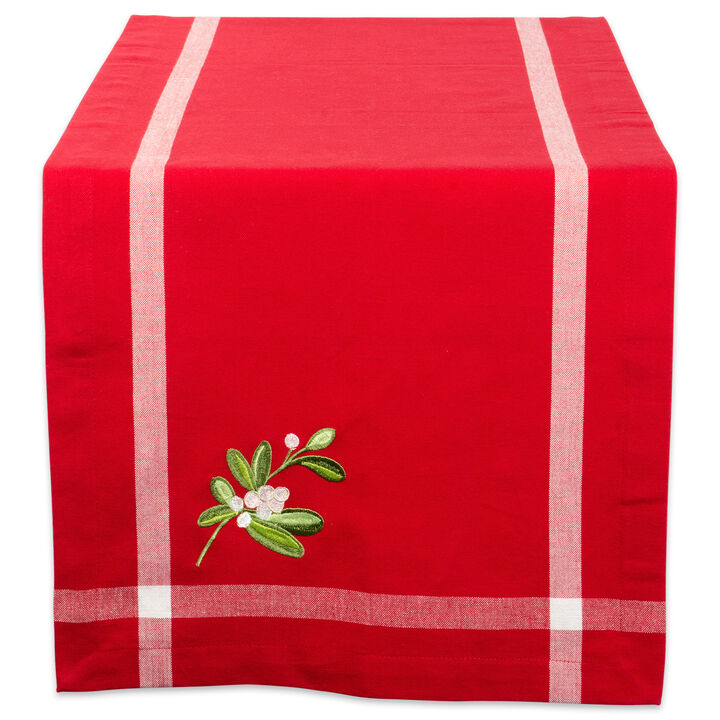 14" x 72" Red and White Embroidered Rectangular Table Runner