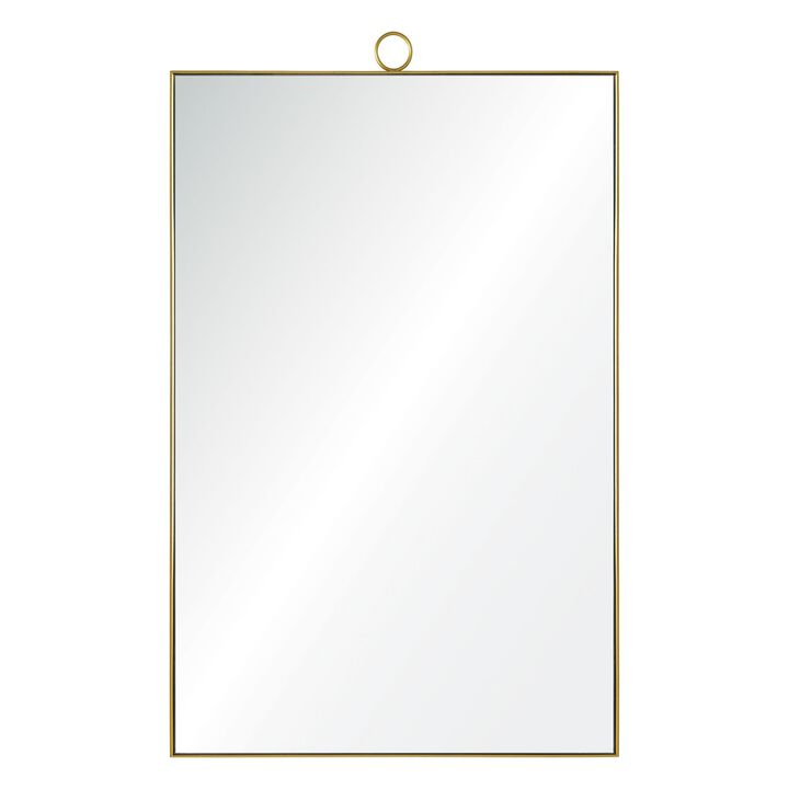 38" Silver Brass Finished Iron Framed Rectangular Wall Mirror