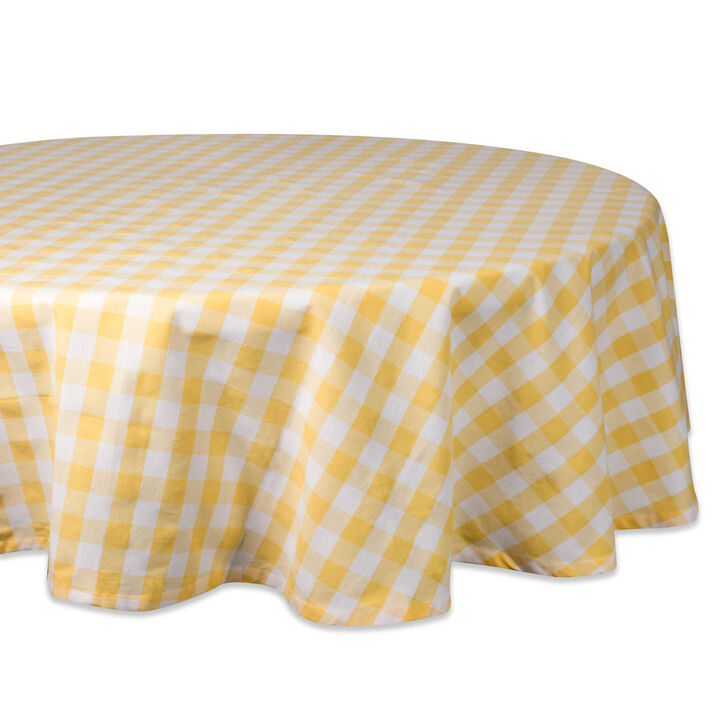 70" Yellow and White Checkered Round Tablecloth