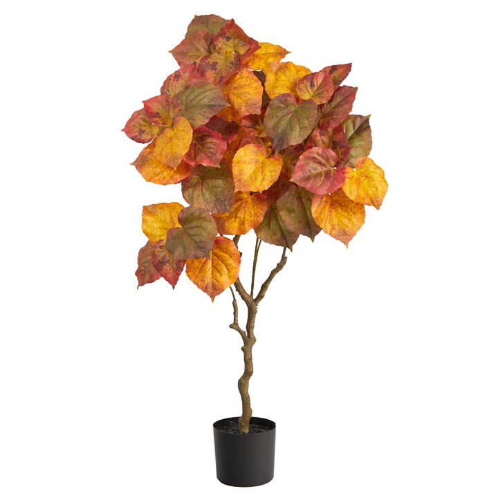 Nearly Natural 4-ft Autumn Umbrella Ficus Fall Artificial Tree