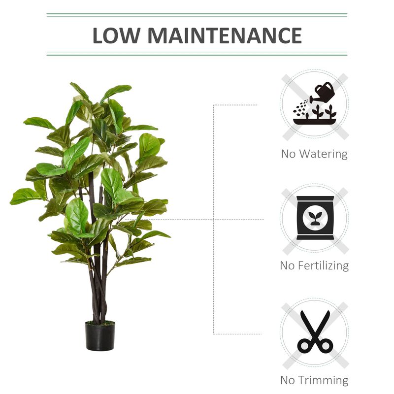 4.5ft Artificial Fiddle Leaf Fig Tree, Faux Decorative Plant in Nursery Pot for Indoor or Outdoor DÃ©cor