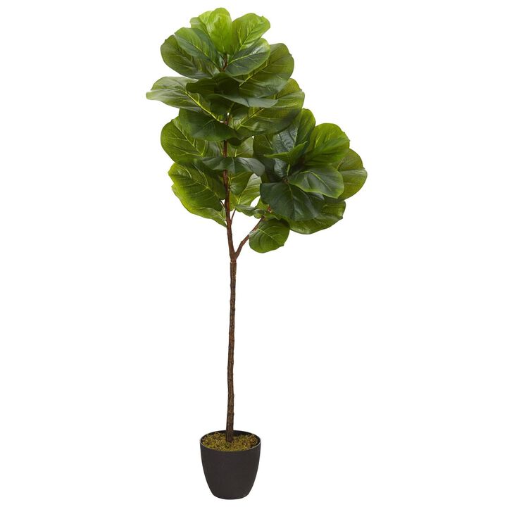 Nearly Natural 59-in Fiddle Leaf Artificial Tree (Real Touch)