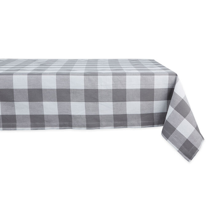 120" Gray and White Checkered Tablecloth