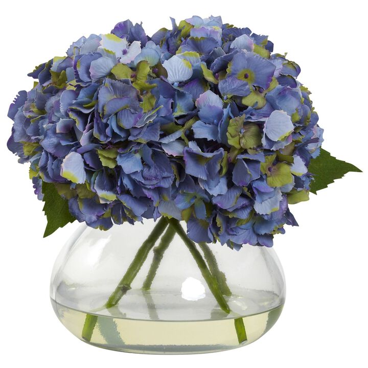 Nearly Natural Large Blooming Hydrangea w/Vase Blue