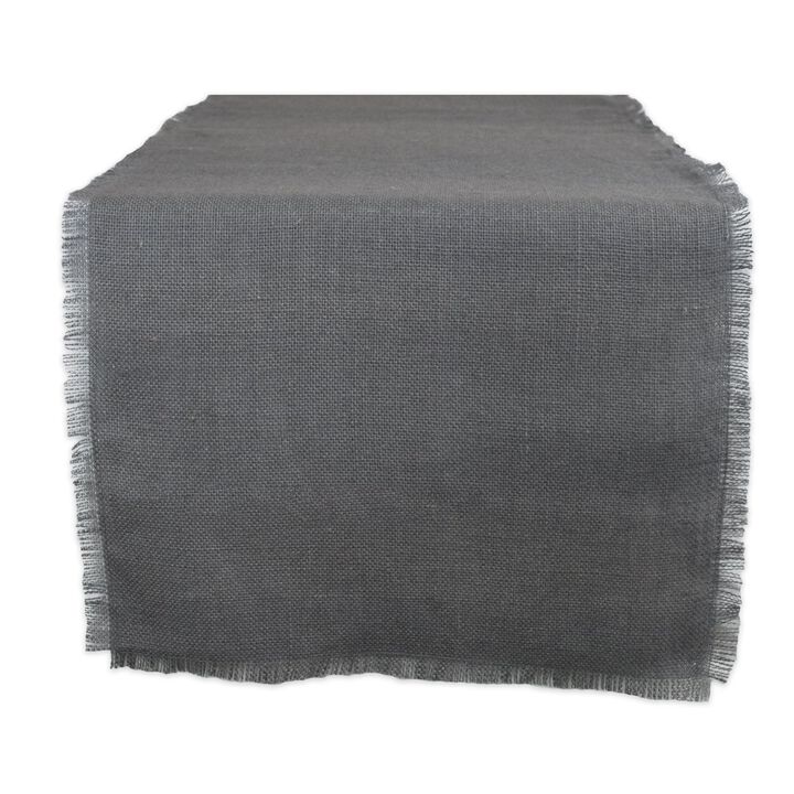 72" Charcoal Gray Solid Fringed Rectangular Table Runner