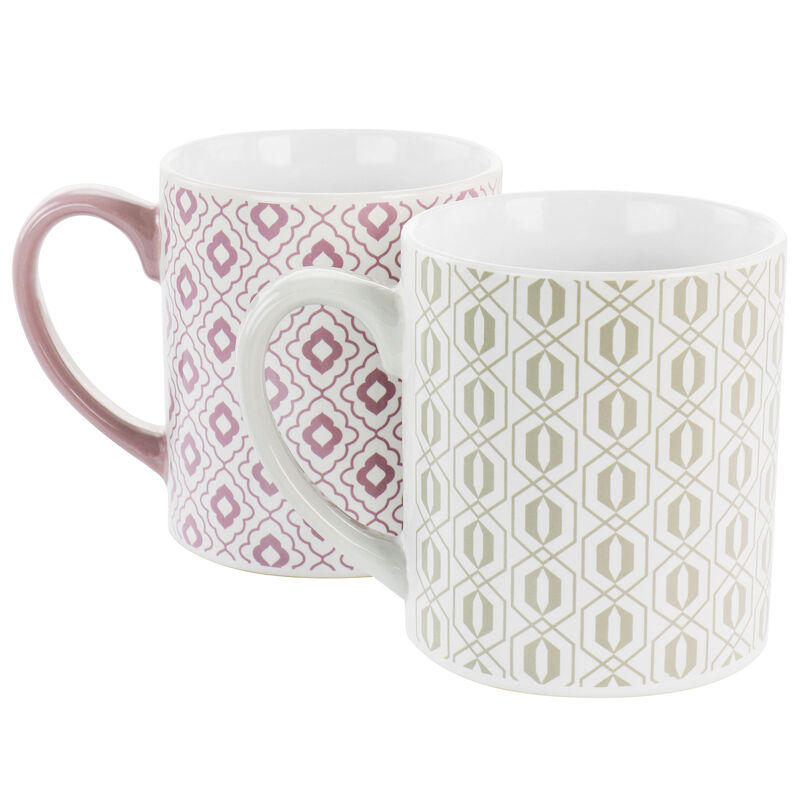 Mr. Coffee Bliss 4 Piece 20oz Can Shaped Stoneware Mug Set in Assorted Colors and Patterns