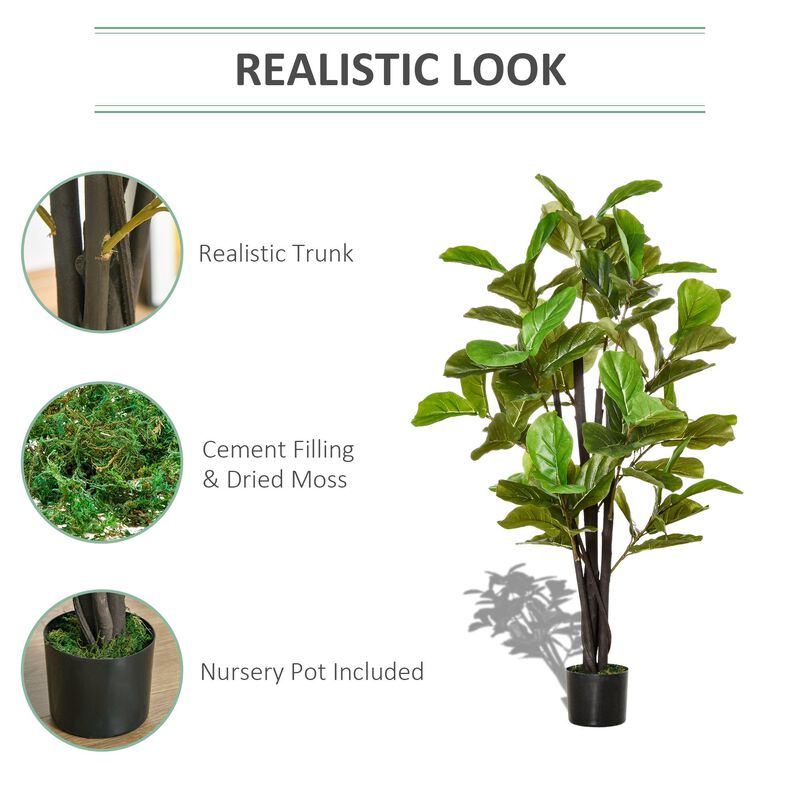 4.5ft Artificial Fiddle Leaf Fig Tree, Faux Decorative Plant in Nursery Pot for Indoor or Outdoor DÃ©cor