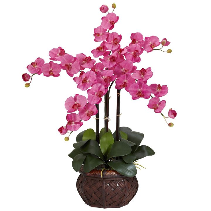 Nearly Natural 31-in Phalaenopsis w/Decorative Vase Arrangement