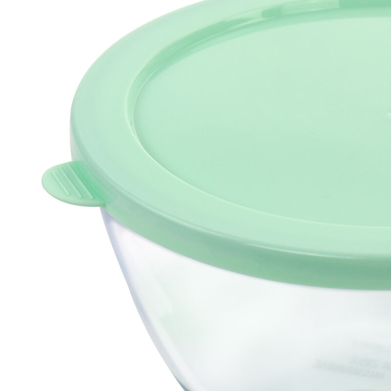 Martha Stewart 6 Piece Borosilicate Glass Prep Bowl Set with Plastic Lids in Mint