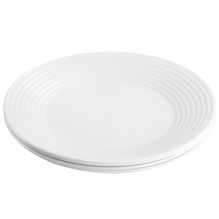 Gibson Ultra Patio 4 Piece Tempered Opal Glass Dinner Plate Set in White