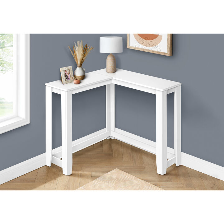 Monarch Specialties I 3656 Accent Table, Console, Entryway, Narrow, Corner, Living Room, Bedroom, Laminate, White, Contemporary, Modern