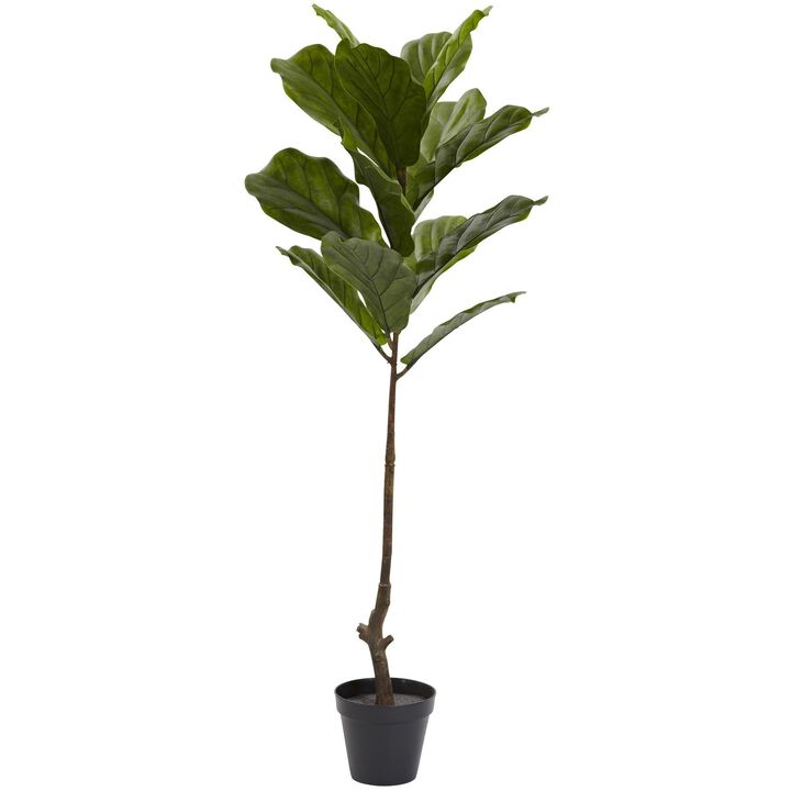 Nearly Natural 4-ft Fiddle Leaf Tree UV Resistant w/14 Lvs(Indoor/Outdoor)