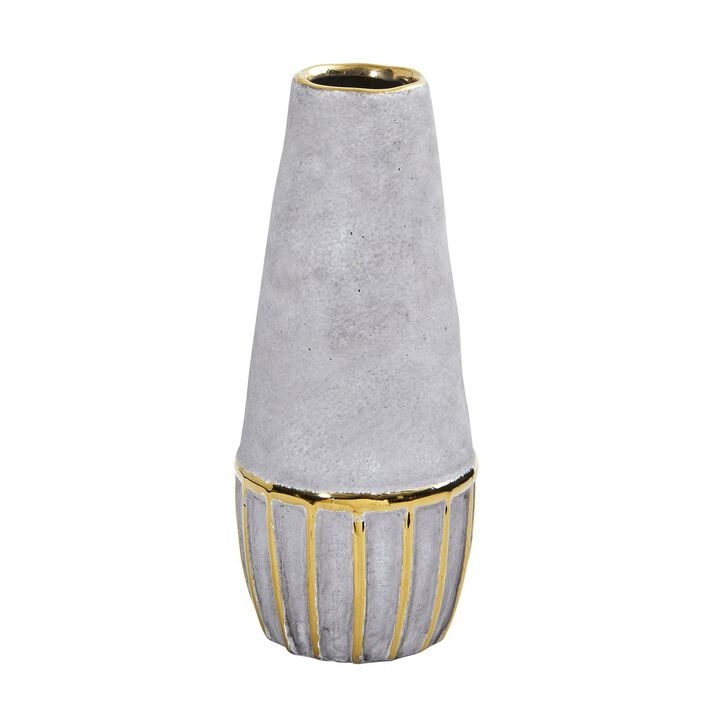 Nearly Natural 10-in Regal Stone Decorative Vase with Gold Accents