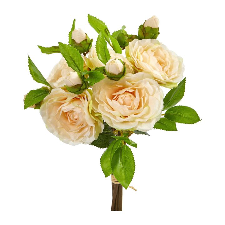 Nearly Natural 11-in Camellia Artificial Flower Bouquet (Set of 4)