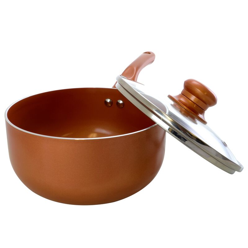 Better Chef 1.5 Qt. Copper Colored Ceramic Coated Saucepan with glass lid