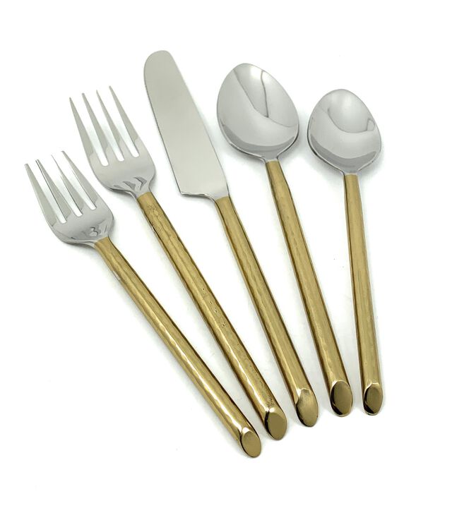 Stainless Steel Hammered 20-PC Set (Golden)
