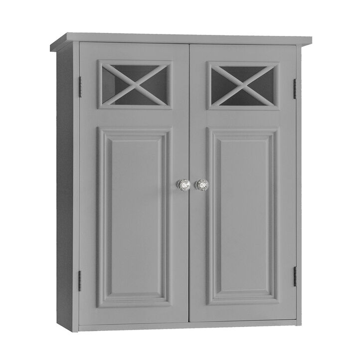 Teamson Home Dawson Contemporary Removable Wooden Wall Cabinet- Gray