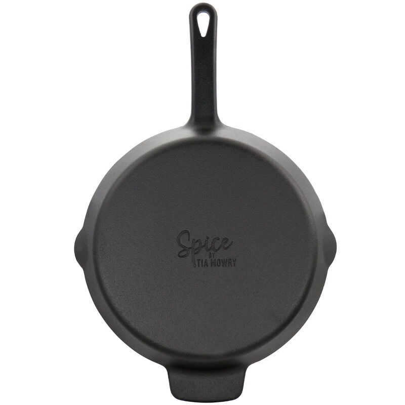 Spice By Tia Mowry Savory Saffron 12 Inch Cast Iron Skillet with Pouring Spouts