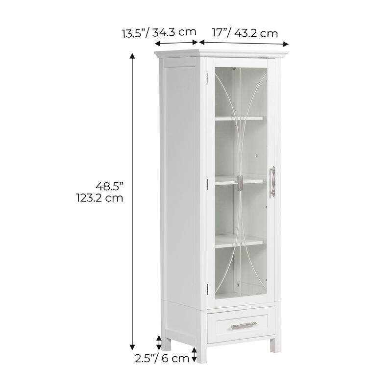 Teamson Home Delaney Wooden Linen Cabinet with Drawer, White