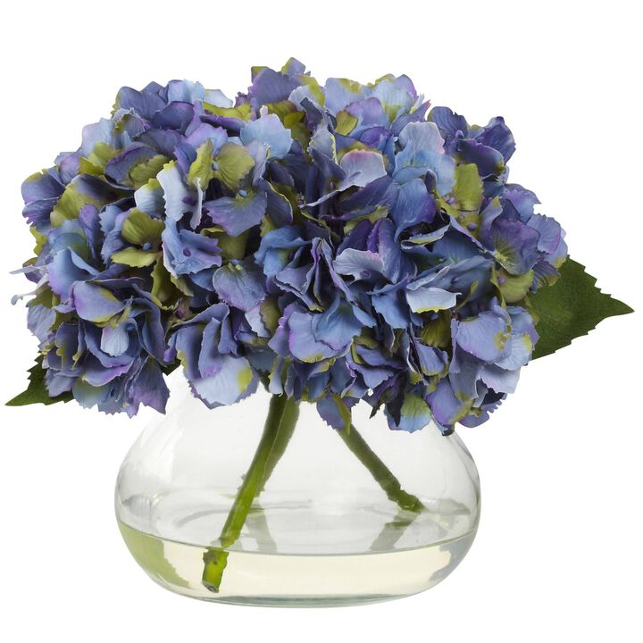 Nearly Natural Blooming Hydrangea w/Vase Blue