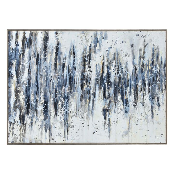 Navy Blue and White Abstract Rectangular Framed Wall Art 32" x 45"