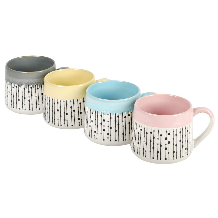 Gibson Home Palmridge 15oz 4 Piece Stoneware Coffee Mug Set in Assorted Colors