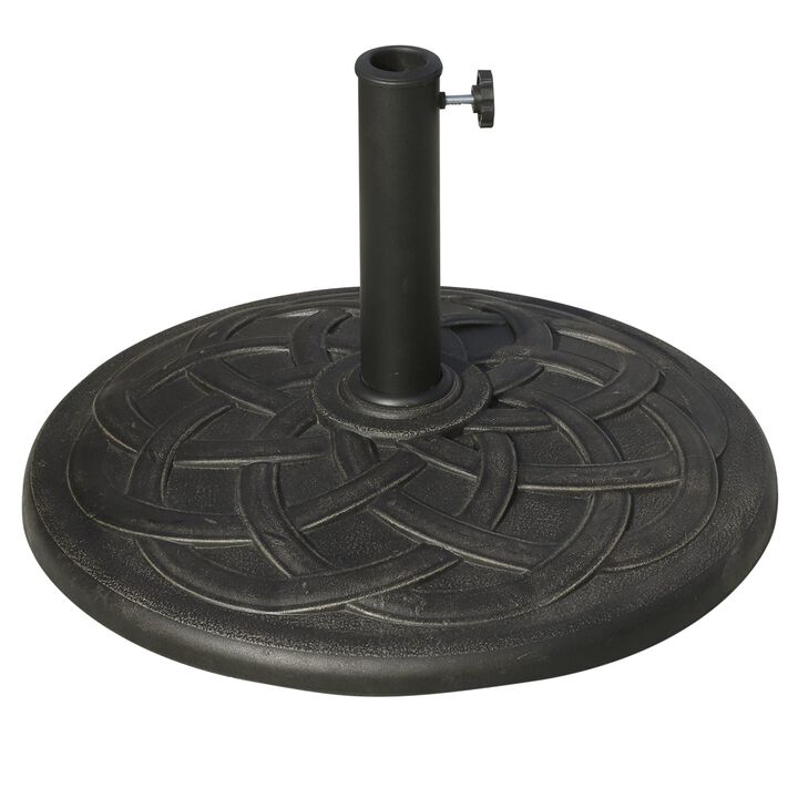 22" 42 lbs Round Resin Umbrella Base Stand Market Parasol Holder w/ Decorative Pattern & Easy Setup, for Î¦1.5", Î¦1.89" Pole, for Lawn, Bronze