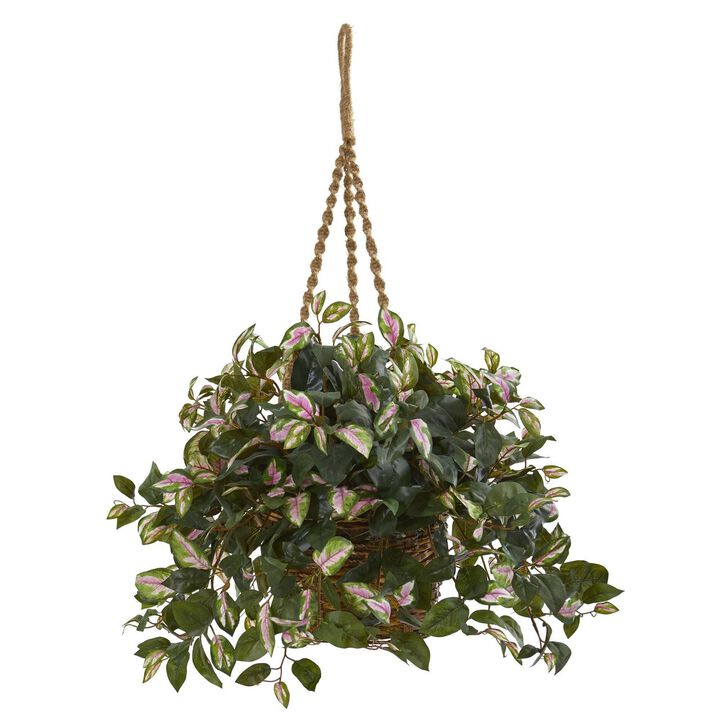 Nearly Natural 30-in-in Hoya Artificial Plant Hanging Basket