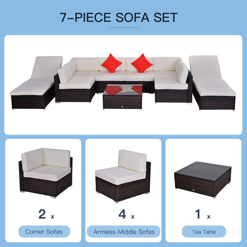 9 Piece Patio Furniture Sets, Wicker Sectional Sofa Sets Outdoor Rattan Conversation Sets with Tea Table and Loungers for Garden