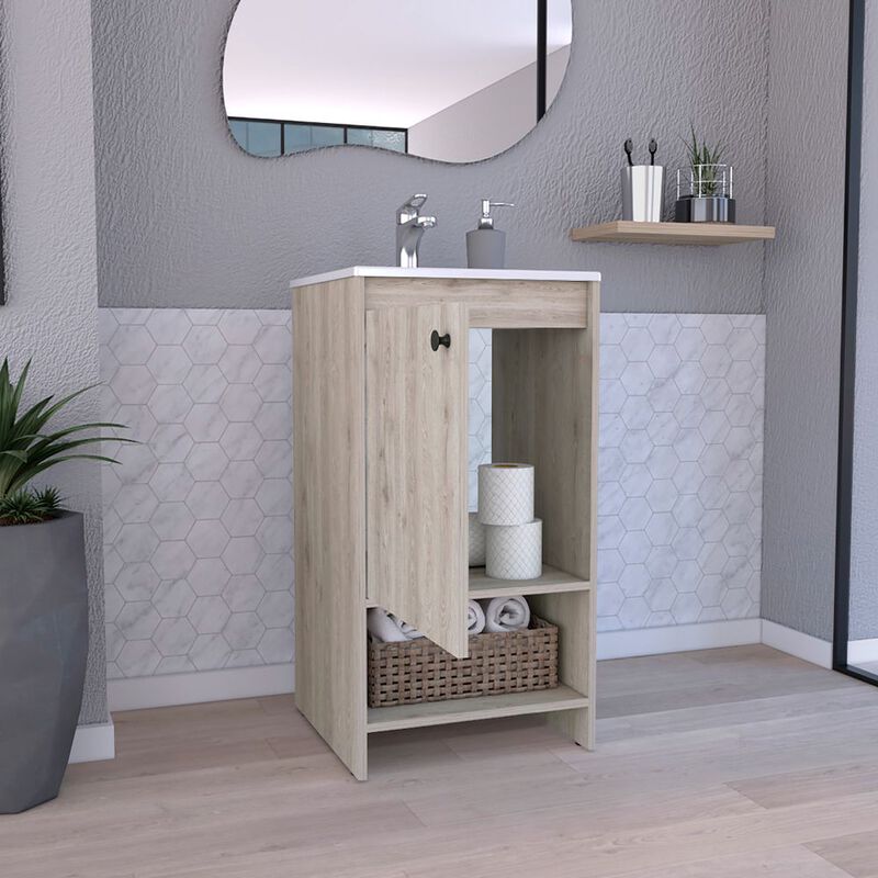 DEPOT E-SHOP Braavos Bathroom Vanity, Sink, Two Shelves, Single Door Cabinet
