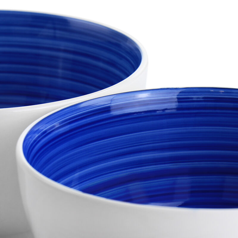 Gibson Home Crenshaw 7 Inch 2 Piece Stoneware Bistro Bowl Set in Blue and White