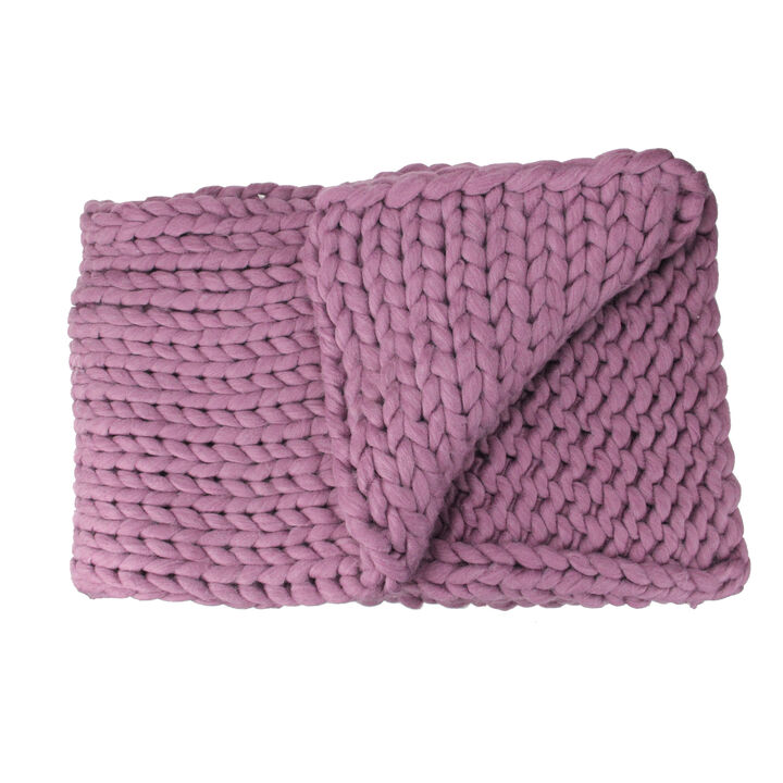 Mulberry Purple Cable Knit Plush Throw Blanket 50" x 60"