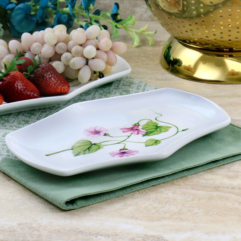Martha Stewart Botanical Garden 6 Piece 9 Inch Fine Ceramic Plate Set in White