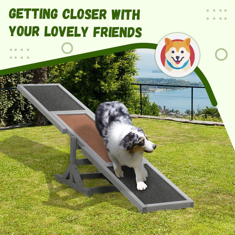 Wooden Dog Agility Seesaw for Training and Exercise, Gray