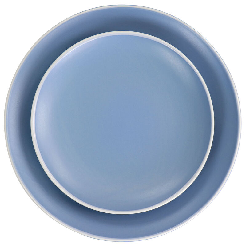 Spice by Tia Mowry Creamy Tahini 12 Piece Stoneware Dinnerware Set in Matte Blue