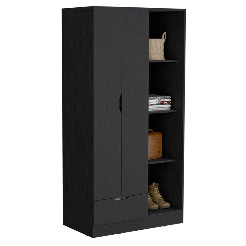 DEPOT E-SHOP Toccoa Armoire with 1-Drawer and 4-Tier Open Shelves