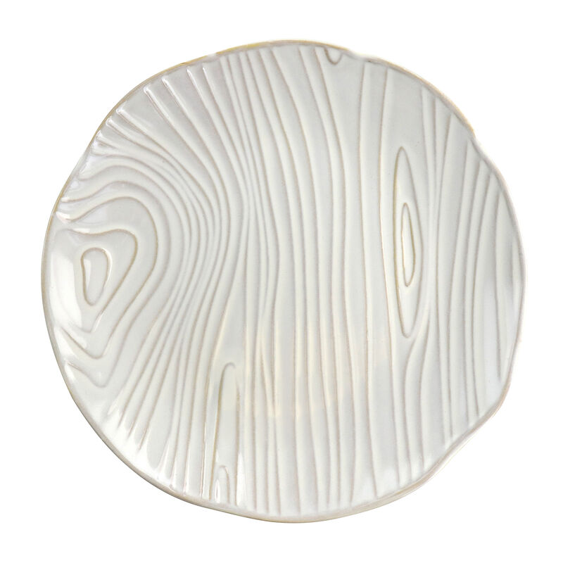 Martha Stewart 6 Piece Wood Patterned Dessert Plate Set in Off-White