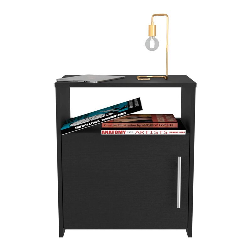 DEPOT E-SHOP Omaha Nightstand, Single Door Cabinet, Metal Handle, One Shelf, Superior Top