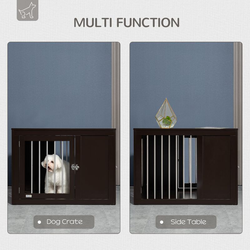Furniture Style Indoor Dog Crate, End Table Pet Cage Kennel with Double Doors, and Locks, for Medium Dogs, Coffee