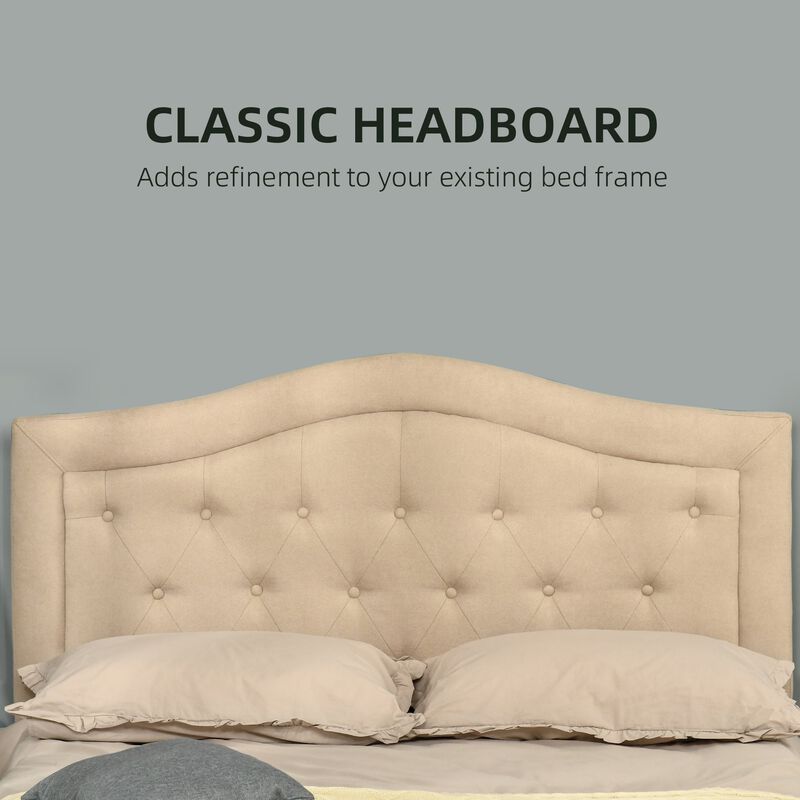 Upholstered Headboard, Button Tufted Bedhead Board, Home Bedroom Decoration for 58.25'' Bed, Beige