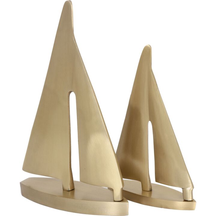 Set of 2 Gold Solid Contemporary Statues 12.25"