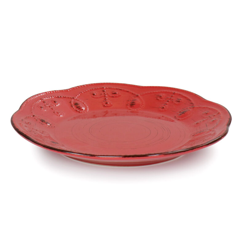 Elama Rustic Birch 16 Piece Stoneware Dinnerware Set in Red
