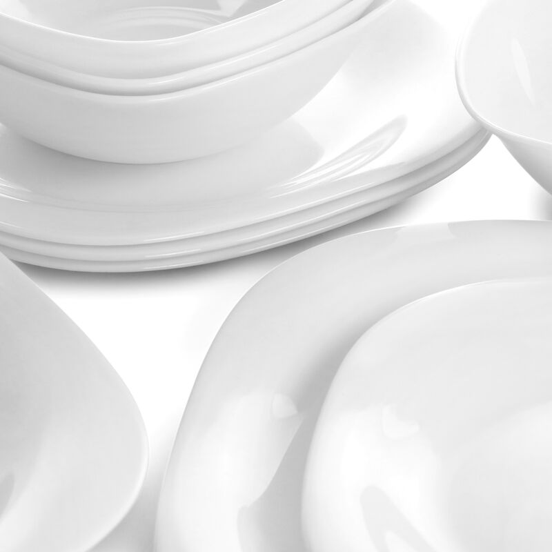 Ultra Plazza 12 Piece Tempered Opal Glass Dinnerware Set in White
