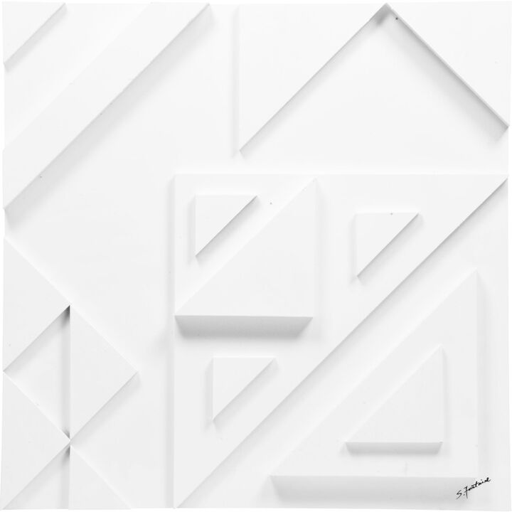 White 3 D Geometric Unframed Square Wall Decor 24" x 24"