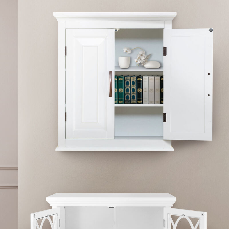 Teamson Home St. James Removable Wall Cabinet 2 Doors with White Finish
