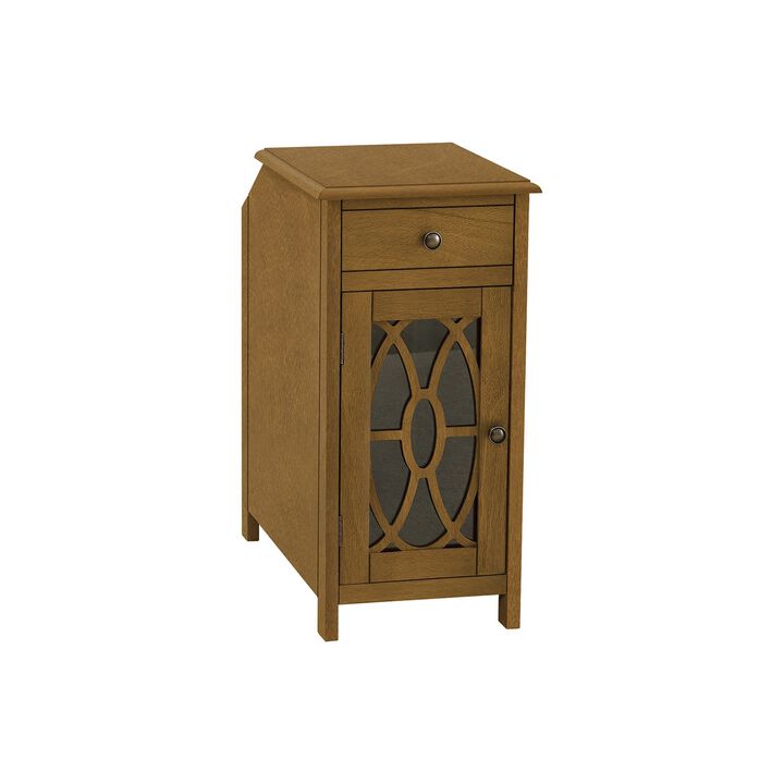 Monarch Specialties I 3972 - Accent Table, Side Table, End, Narrow, Nightstand, Bedroom, Storage Drawer, Lamp, Brown Veneer, Traditional