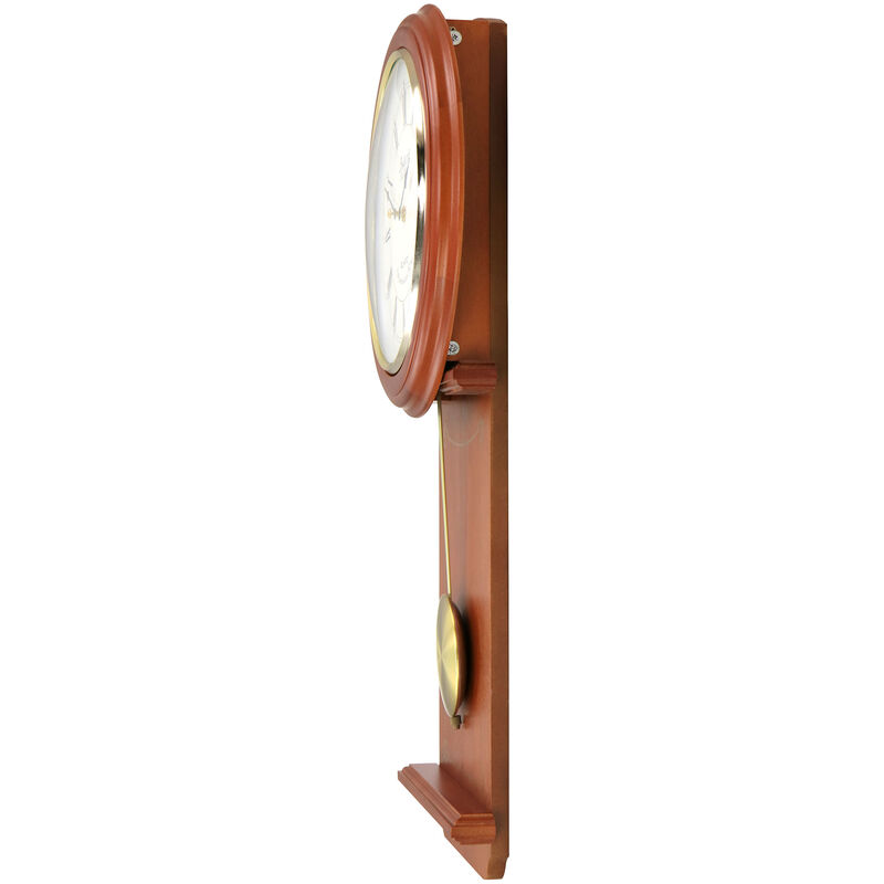 Bedford Clock Collection Olivia 24.5 Inch Cherry Wood Chiming Pendulum Wall Clock
